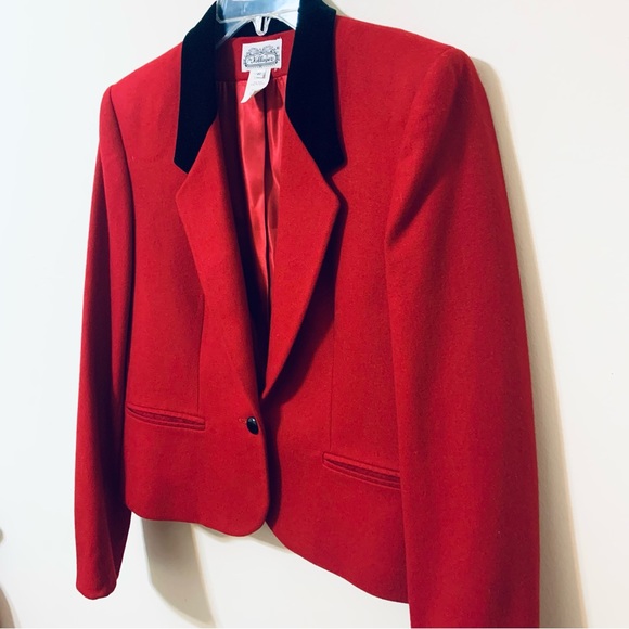The Villager Vintage Wool Blend Blazer - Red - Size 8 - Picture 5 of 10